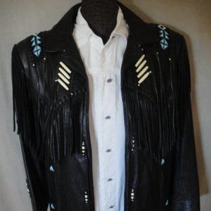 Ladies SZ 36 ARTURO Designed by BURRY OLSON Fringed and Beaded Leather Jacket